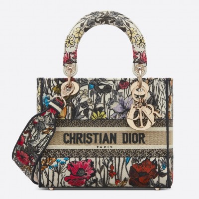 Dior Medium Lady D-Lite Mille Fleurs Embroidery Bag LDBS240587