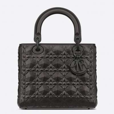 Dior Medium Lady Dior Bag In Black Diamond Calfskin LDBS240504