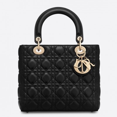 Dior Medium Lady Dior Bag In Black Lambskin LDBS240505