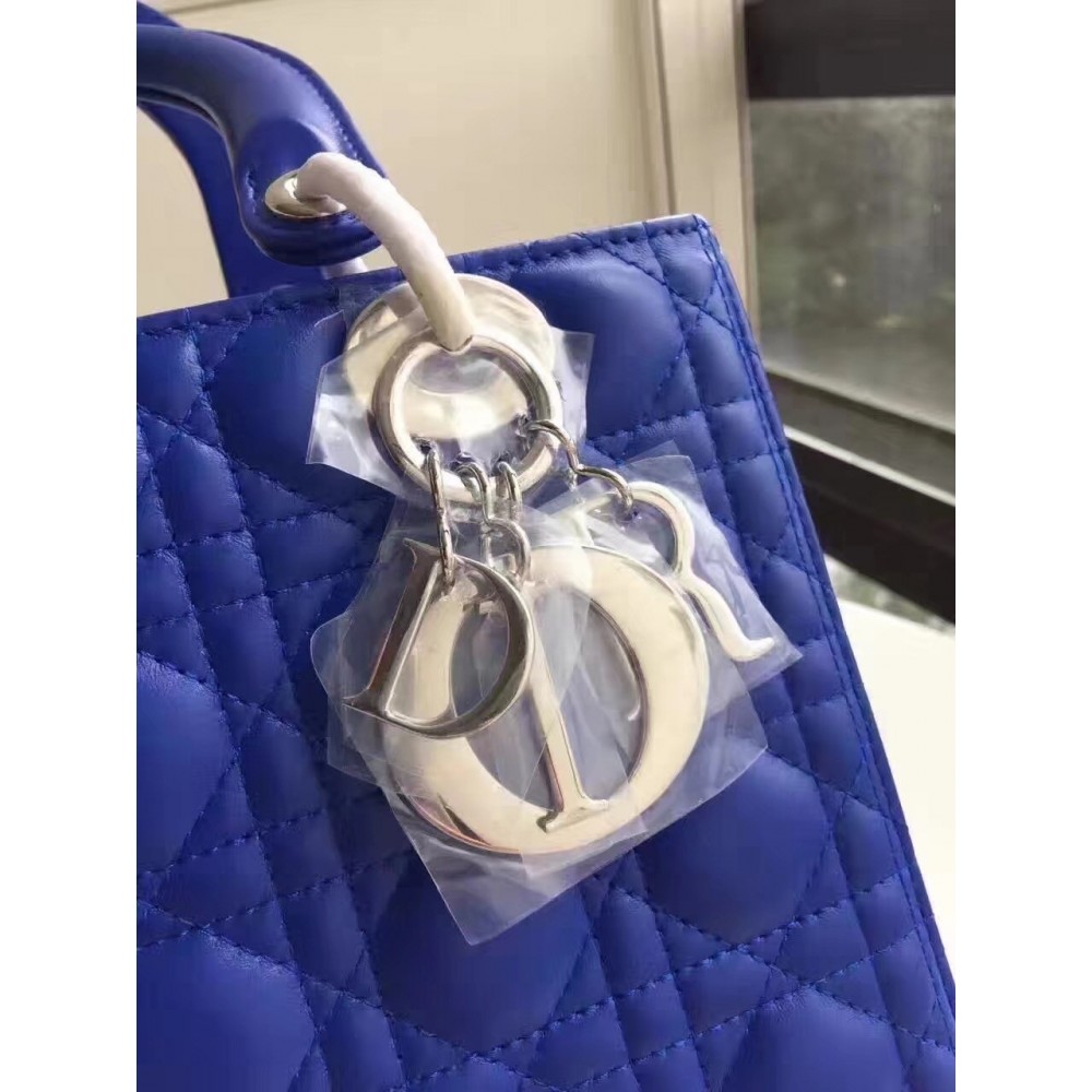 Dior Medium Lady Dior Bag In Blue Lambskin LDBS240508