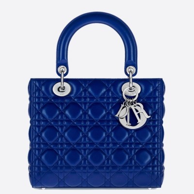 Dior Medium Lady Dior Bag In Blue Lambskin LDBS240508