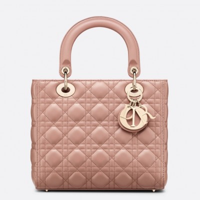 Dior Medium Lady Dior Bag In Blush Cannage Lambskin LDBS240509