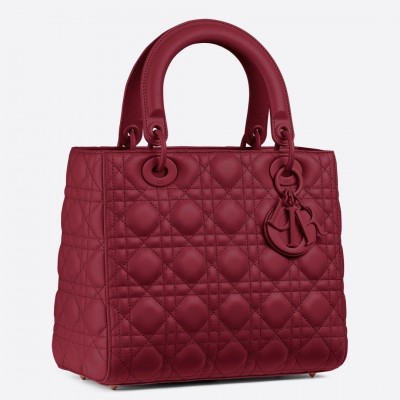 Dior Medium Lady Dior Bag In Cherry Ultra Matte Calfskin LDBS240511