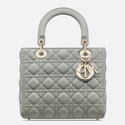 Dior Medium Lady Dior Bag In Grey Cannage Lambskin LDBS240512