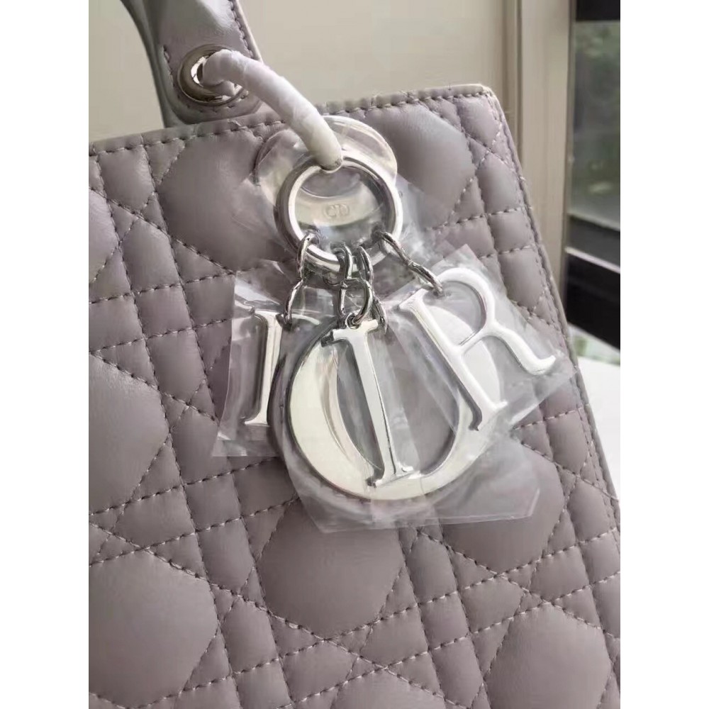 Dior Medium Lady Dior Bag In Grey Lambskin LDBS240513