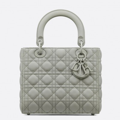 Dior Medium Lady Dior Bag In Grey Ultramatte Calfskin LDBS240515