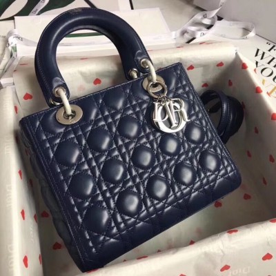 Dior Medium Lady Dior Bag In Indigo Blue Cannage Lambskin LDBS240516