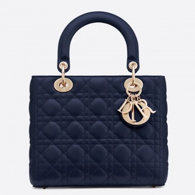 Dior Medium Lady Dior Bag In Indigo Blue Cannage Lambskin LDBS240516