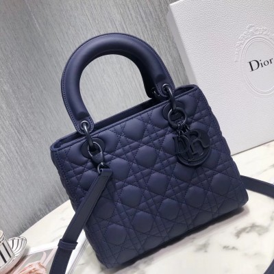 Dior Medium Lady Dior Bag In Indigo Blue Ultra Matte Calfskin LDBS240517