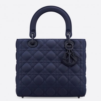 Dior Medium Lady Dior Bag In Indigo Blue Ultra Matte Calfskin LDBS240517