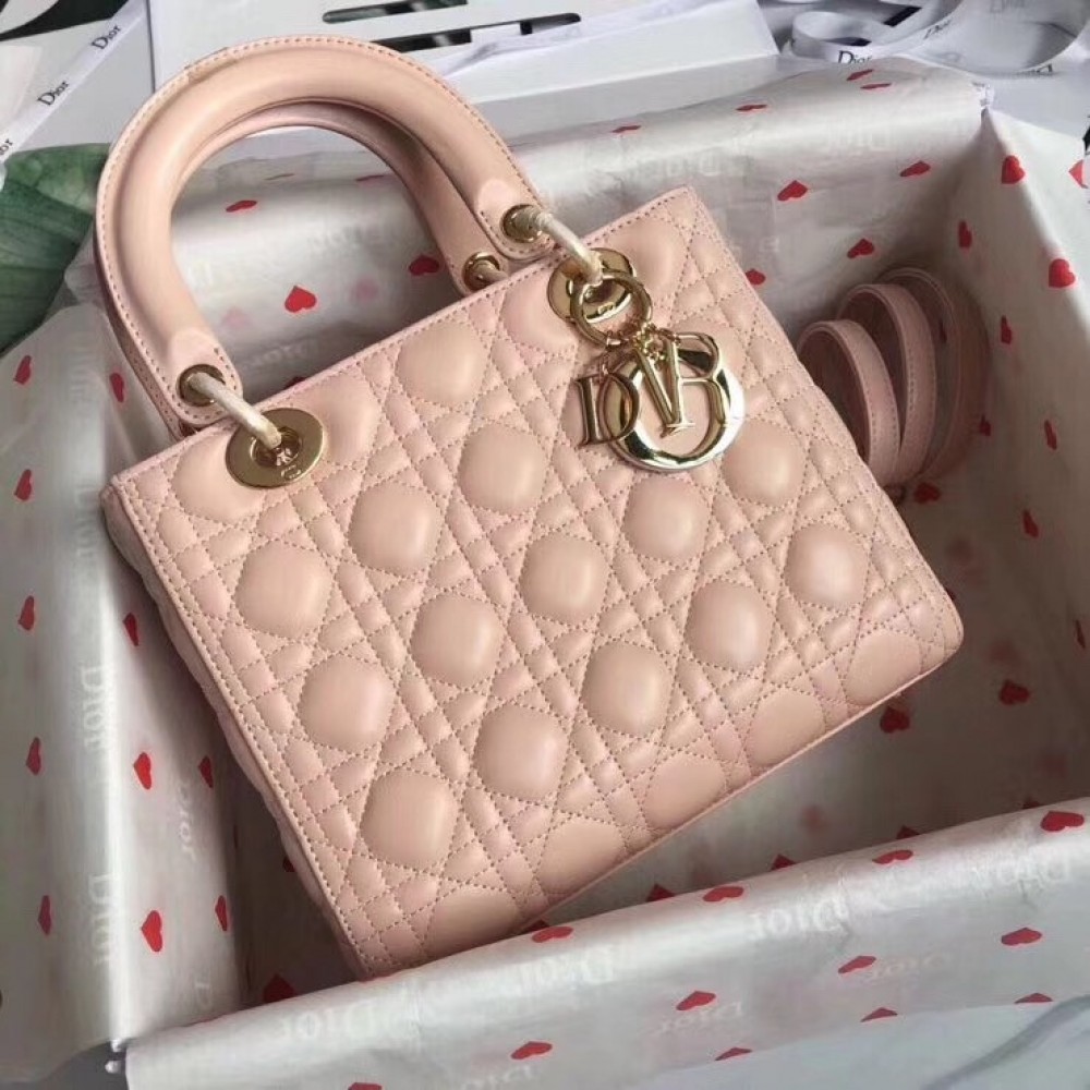 Dior Medium Lady Dior Bag In Pink Lambskin LDBS240519