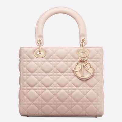 Dior Medium Lady Dior Bag In Pink Lambskin LDBS240519