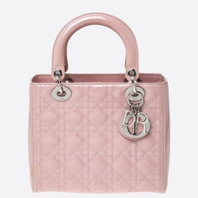 Dior Medium Lady Dior Bag In Pink Patent Leather LDBS240520