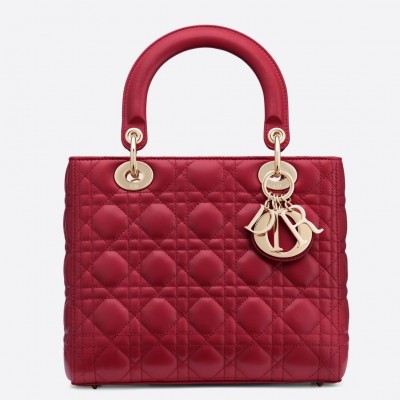 Dior Medium Lady Dior Bag In Red Lambskin LDBS240523