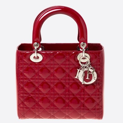 Dior Medium Lady Dior Bag In Red Patent Leather LDBS240525