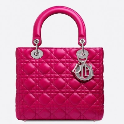 Dior Medium Lady Dior Bag In Rose Red Lambskin LDBS240526