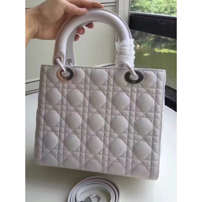 Dior Medium Lady Dior Bag In White Lambskin LDBS240528