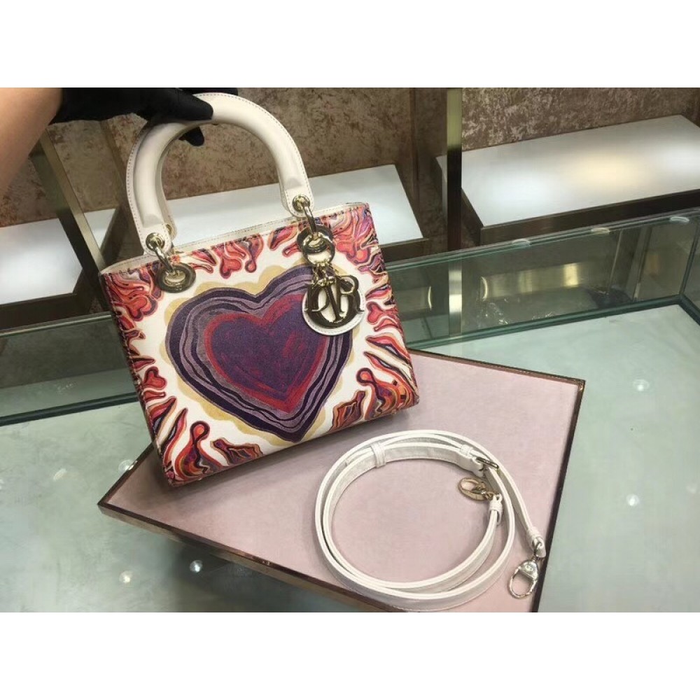 Dior Medium Lady Dior Bag Printed With Heart LDBS240534