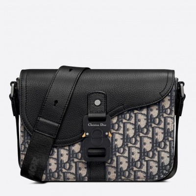 Dior Men's Mini Saddle Messenger Bag in Oblique Jacquard and Calfskin LDBS240597