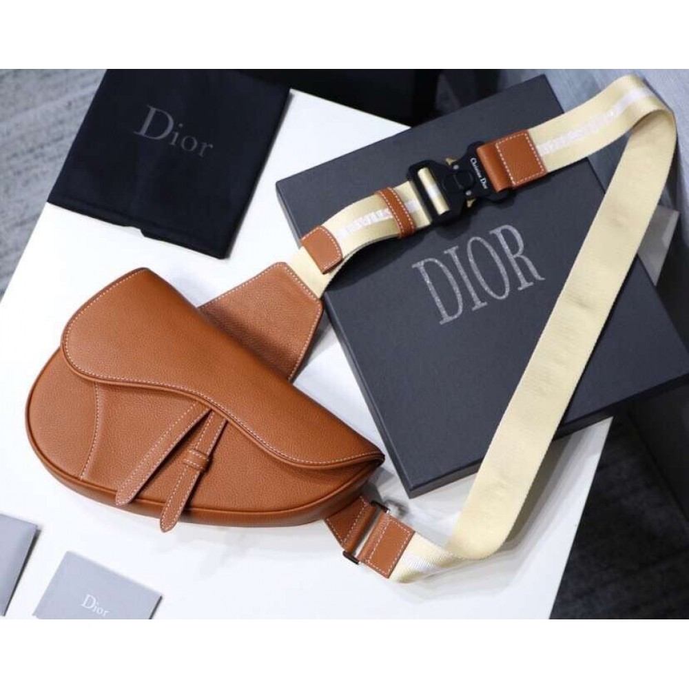 Dior Men's Saddle Belt Bag In Brown Grained Calfskin LDBS240600