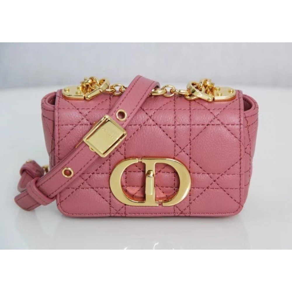 Dior Micro Caro Bag In Pink Cannage Calfskin LDBS240611