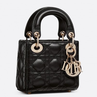 Dior Micro Lady Dior Bag In Black Cannage Lambskin LDBS240612