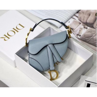 Dior Micro Saddle Bag In Grey Goatskin LDBS240620