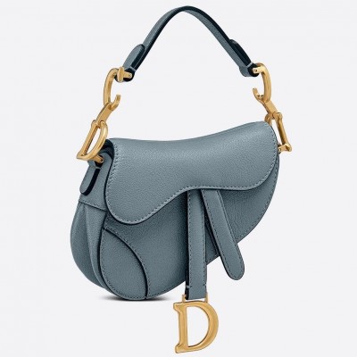 Dior Micro Saddle Bag In Grey Goatskin LDBS240620