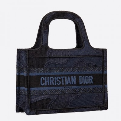 Dior Mini Book Tote Bag In Blue Camouflage Canvas LDBS240623