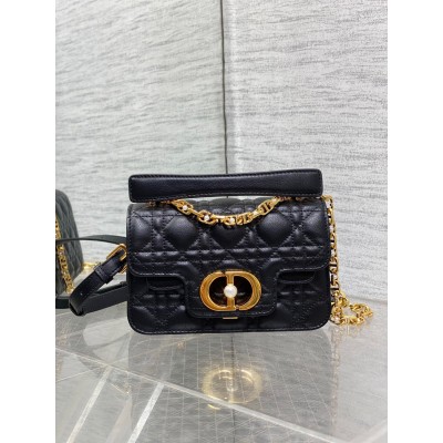 Dior Mini Jolie Top Handle Bag in Black Cannage Calfskin LDBS240647