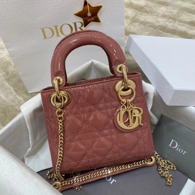 Dior Mini Lady Dior Bag In Beige Patent Calfskin LDBS240650