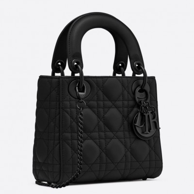 Dior Mini Lady Dior Bag In Black Ultra Matte Calfskin LDBS240654