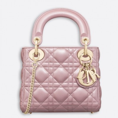 Dior Mini Lady Dior Bag In Lotus Pearly Lambskin LDBS240663