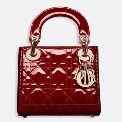 Dior Mini Lady Dior Bag In Red Patent Calfskin LDBS240667