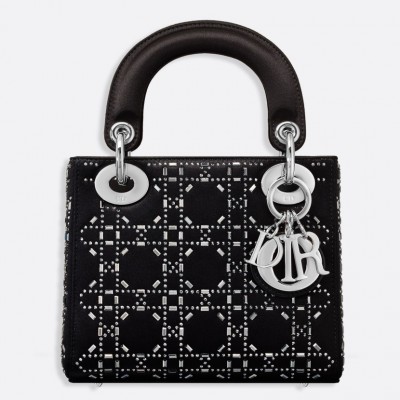 Dior Mini Lady Dior Bag In Satin With Rhinestones LDBS240668