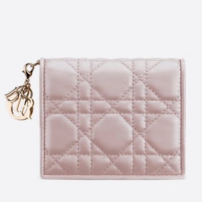 Dior Mini Lady Dior Wallet In lotus Pearly Lambskin LDBS240681