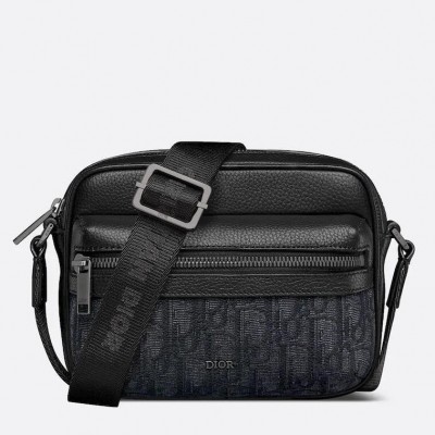 Dior Mini Rider 2.0 Zipped Messenger Bag in Black Oblique with Black Leather LDBS240689