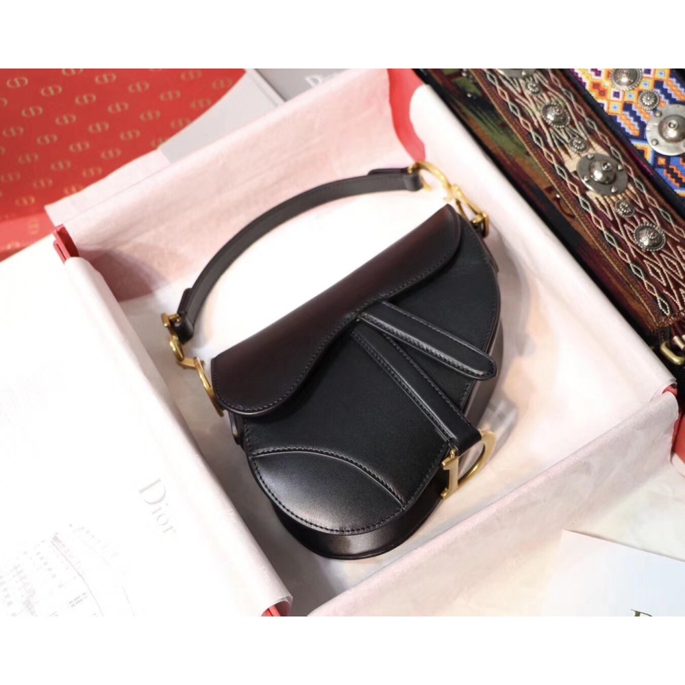 Dior Mini Saddle Bag In Black Calfskin LDBS240692