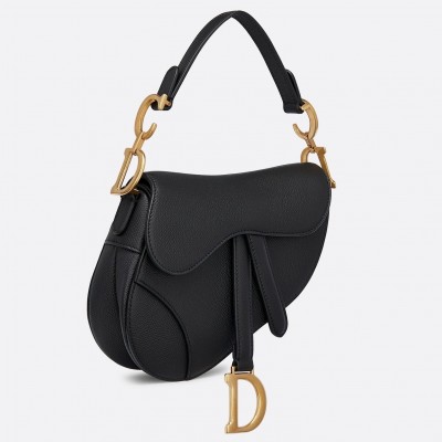 Dior Mini Saddle Bag In Black Grained Calfskin LDBS240693