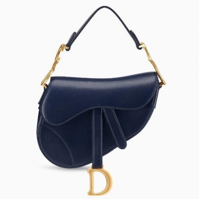 Dior Mini Saddle Bag In Blue Calfskin LDBS240696