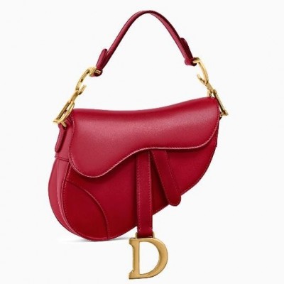 Dior Mini Saddle Bag In Red Calfskin LDBS240700