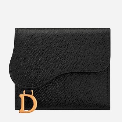 Dior Mini Saddle Tri-Fold Wallet In Black Calfskin LDBS240705