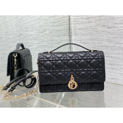 Dior Miss Dior Top Handle Bag in Black Cannage Lambskin LDBS240711