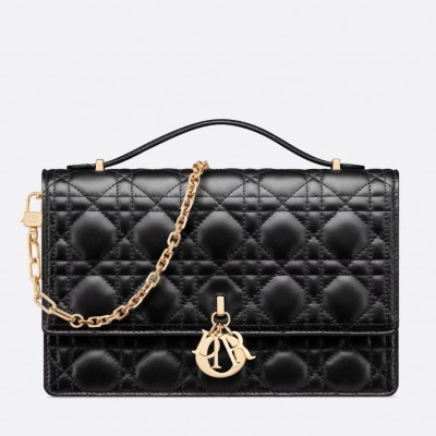 Dior Miss Dior Top Handle Bag in Black Cannage Lambskin LDBS240711