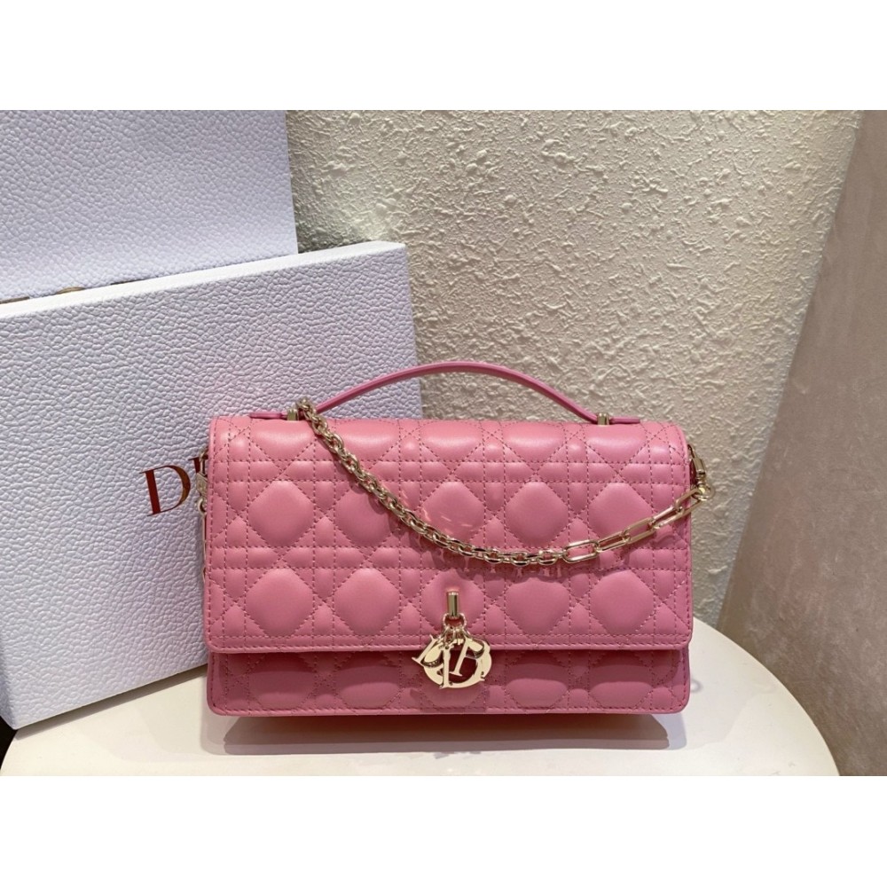 Dior Miss Dior Top Handle Bag in Melocoton Pink Cannage Lambskin LDBS240712