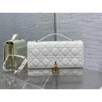 Dior Miss Dior Top Handle Bag in White Cannage Lambskin LDBS240714