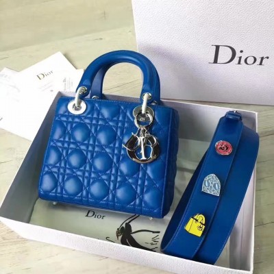 Dior My Lady Dior Bag In Blue Lambskin LDBS240717