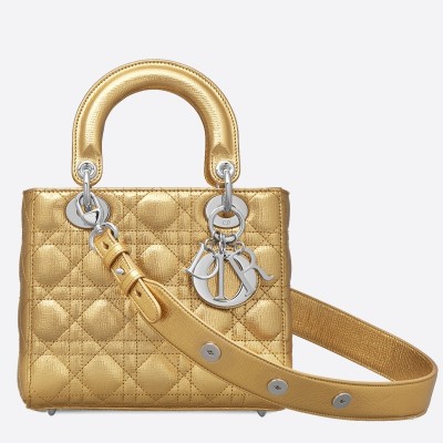 Dior My Lady Dior Bag In Gold Grained Calfskin LDBS240718