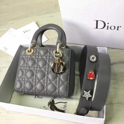 Dior My Lady Dior Bag In Grey Lambskin LDBS240719