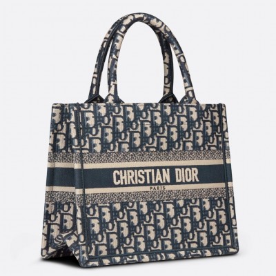 Dior New Small Book Tote In Blue Dior Oblique Jacquard LDBS240725